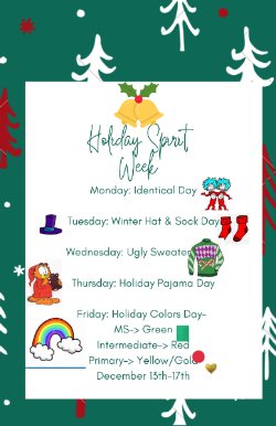 Festival of Trees: Winter Celebration today December 9th at 5:30pm and Spirit Week!!!!